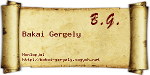 Bakai Gergely névjegykártya